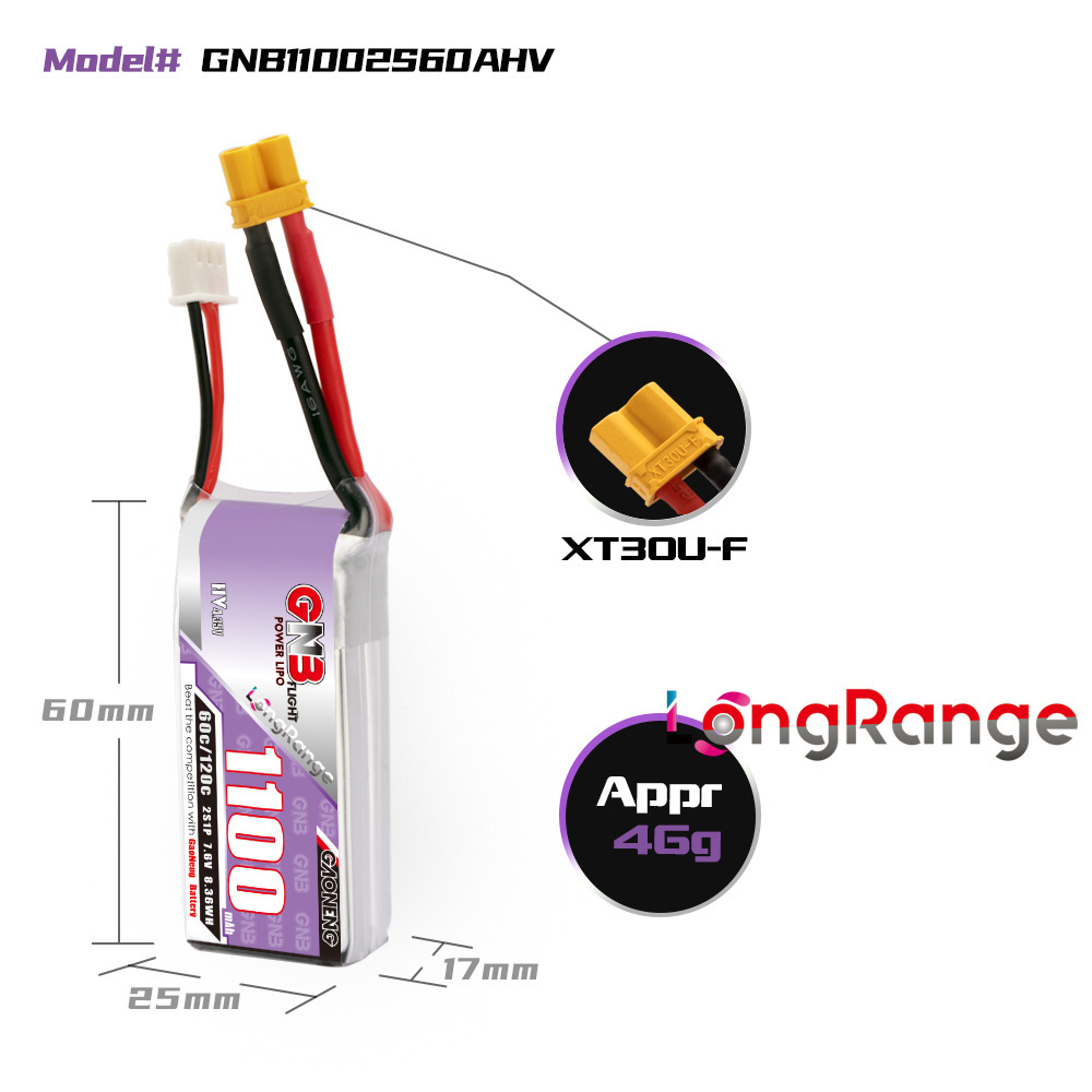 GNB 1100mAh 2S 3S 4S 6S 60C/12 - огляд і ціна Drone Rc Leading