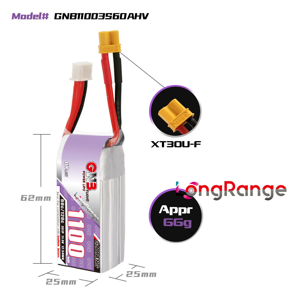 GNB 1100mAh 2S 3S 4S 6S 60C/12 - огляд і ціна Drone Rc Leading